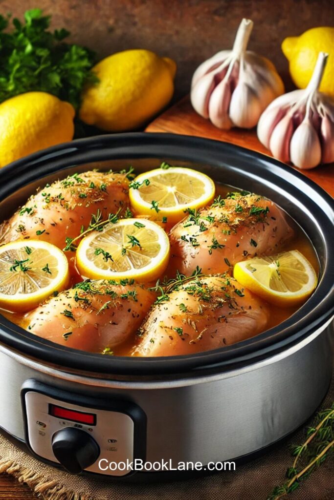 Slow Cooker Lemon Garlic Chicken Recipe